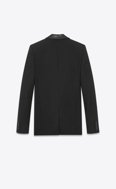 Gabardine jacket with Western-style detailing and leather collar